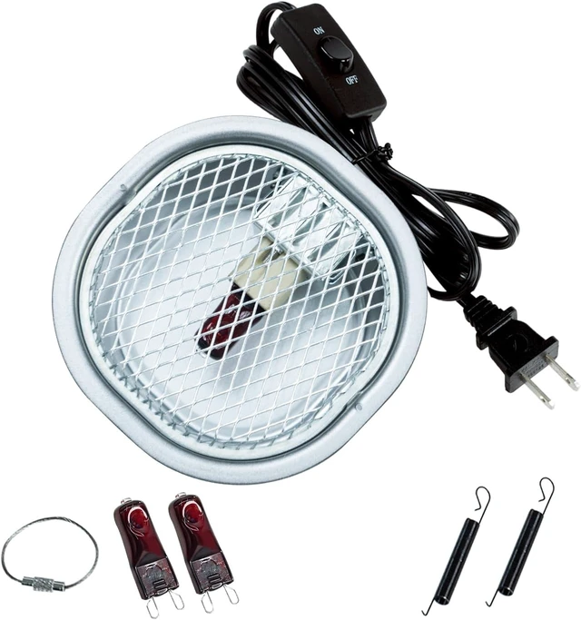 Alt view image 7 of 7 - G9 Reptile Infrared Heat Lamp Combo Kit, 50W UVA Basking Red Bulb & Low-Profile Tank Hood