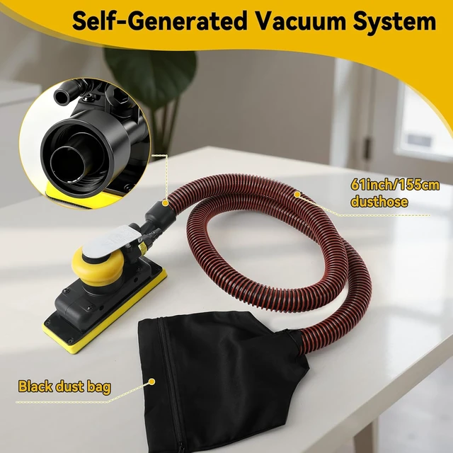 Alt view image 2 of 7 - Pneumatic Random Orbital Sander, 70mm x 198mm, 1/8" Orbit