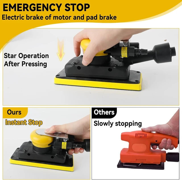 Alt view image 7 of 7 - Pneumatic Random Orbital Sander, 70mm x 198mm, 1/8" Orbit