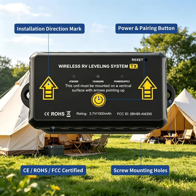 Alt view image 3 of 7 - Wireless RV Level System with 6-Axis Gyro Indicator & Display