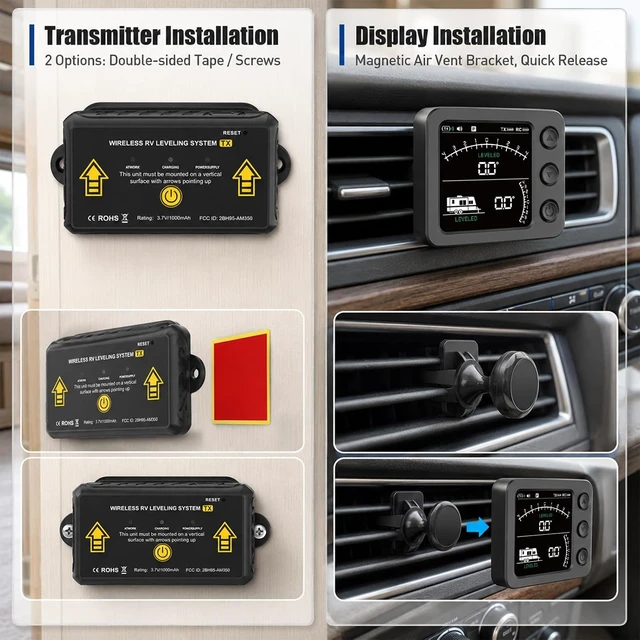 Alt view image 6 of 7 - Wireless RV Level System with 6-Axis Gyro Indicator & Display