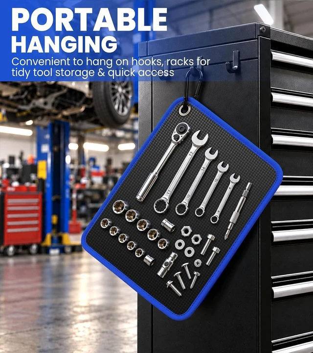 Alt view image 3 of 7 - 4-Piece Magnetic Tool Mat Set with Collapsible Tray & 15lb Telescoping Pickup Tool