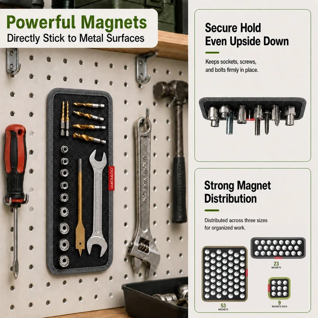 Alt view image 5 of 7 - 4-Pack Dual-Sided Magnetic Tool Mat Screw Holder for Mechanics