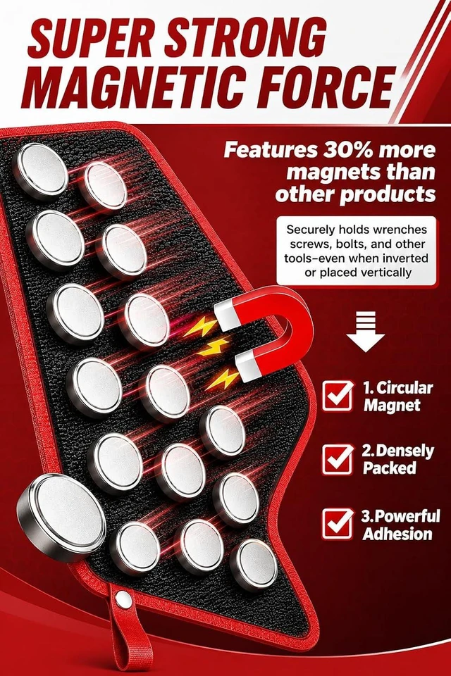 Alt view image 3 of 7 - Magnetic Tool Mat Set with 4 Flexible Pads & Telescoping Pickup Tool, for Mechanics Garage & Auto Repair