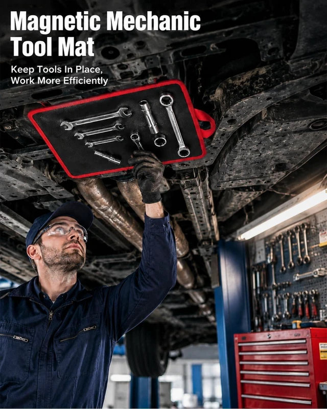 Alt view image 5 of 7 - Magnetic Tool Mat Set with 4 Flexible Pads & Telescoping Pickup Tool, for Mechanics Garage & Auto Repair