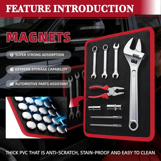 Alt view image 2 of 7 - 3-Piece Heavy Duty Magnetic Tool Mat with Flexible Tray for Garage, Workshop & Auto Repair