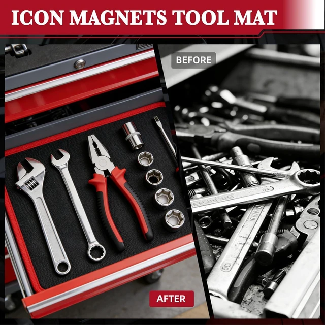 Alt view image 4 of 7 - 3-Piece Heavy Duty Magnetic Tool Mat with Flexible Tray for Garage, Workshop & Auto Repair