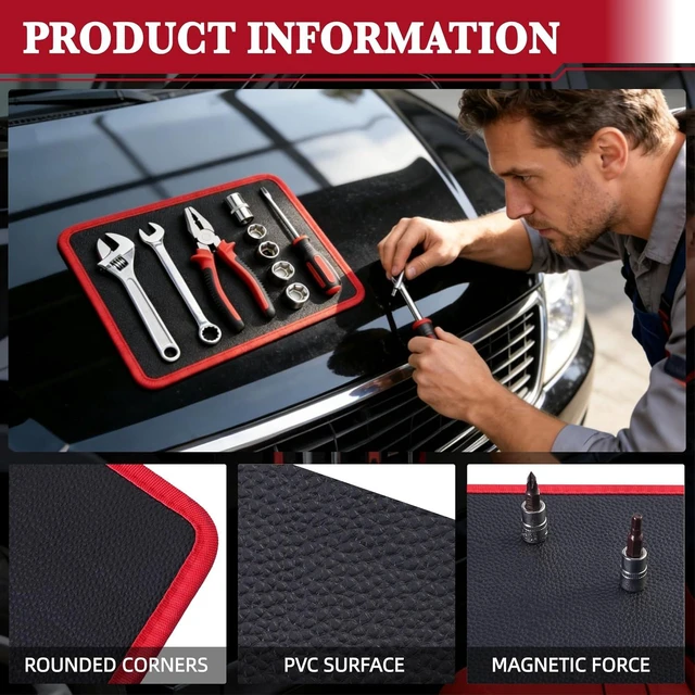 Alt view image 6 of 7 - 3-Piece Heavy Duty Magnetic Tool Mat with Flexible Tray for Garage, Workshop & Auto Repair