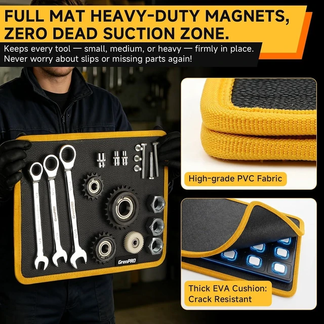 Alt view image 2 of 6 - 4-Pack Magnetic Tool Mat with Telescoping Pickup Tool & Parts Organizer