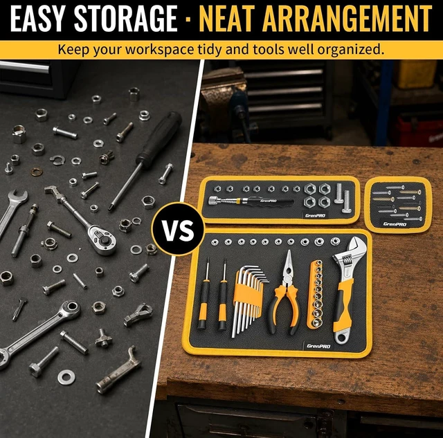 Alt view image 4 of 6 - 4-Pack Magnetic Tool Mat with Telescoping Pickup Tool & Parts Organizer