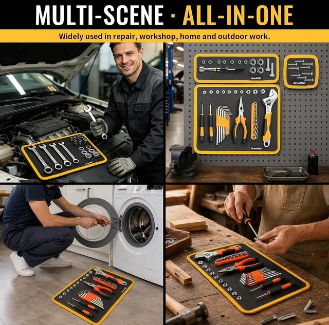 Alt view image 6 of 6 - 4-Pack Magnetic Tool Mat with Telescoping Pickup Tool & Parts Organizer