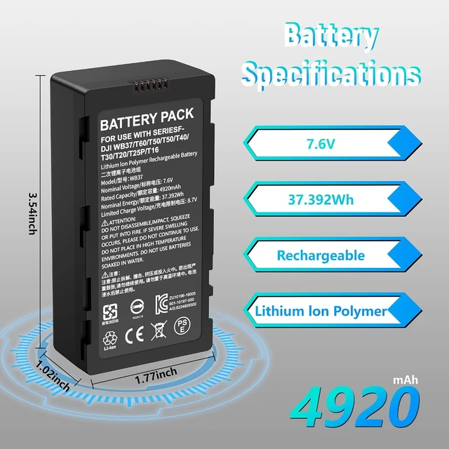 Alt view image 3 of 7 - WB37 Replacement Battery for RC Plus, RC Plus 2 Enterprise & CrystalSky