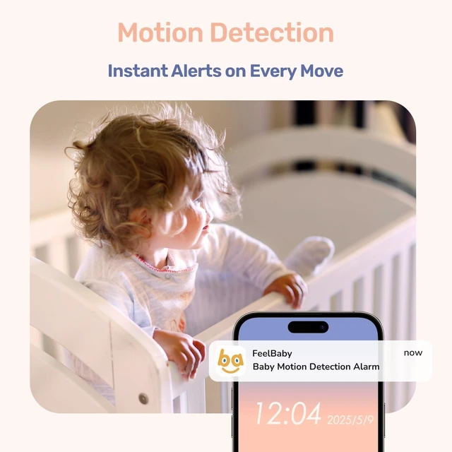 Alt view image 3 of 7 - 1080P WiFi Baby Monitor with Camera & Audio, 4" Screen, PTZ 360°