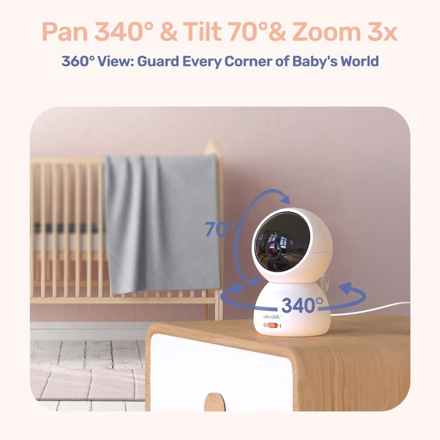 Alt view image 6 of 7 - 1080P WiFi Baby Monitor with Camera & Audio, 4" Screen, PTZ 360°
