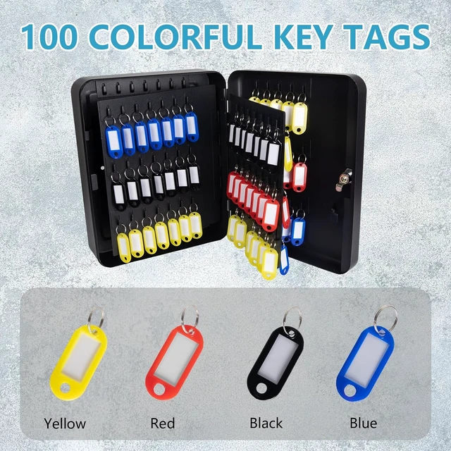Alt view image 6 of 7 - 120-Position Key Cabinet with Combination Lock, Wall Mount, Black Steel with Key Tags & Hooks