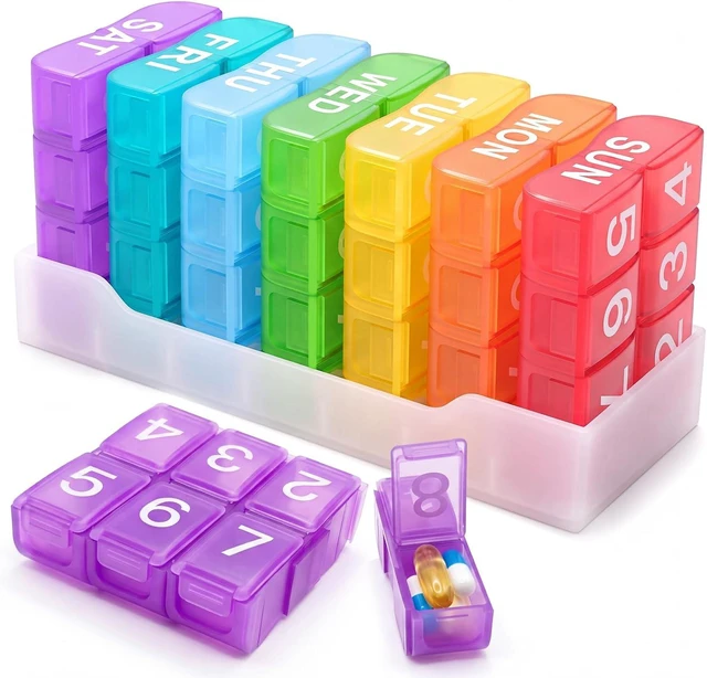 Main image of 7-Day Weekly Pill Organizer, 8 Times a Day with Holder Tray
