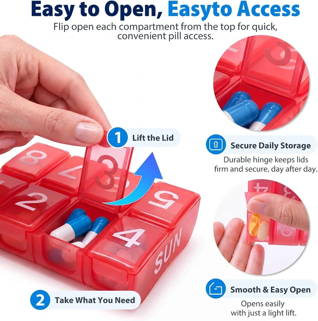 Alt view image 5 of 7 - 7-Day Weekly Pill Organizer, 8 Times a Day with Holder Tray