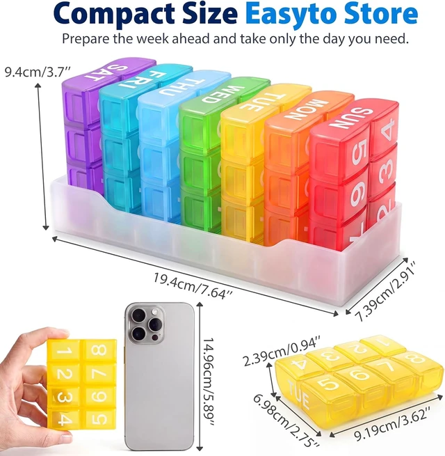 Alt view image 6 of 7 - 7-Day Weekly Pill Organizer, 8 Times a Day with Holder Tray