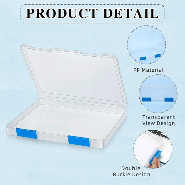 Alt view image 3 of 6 - 6-Pack Clear Paper Storage Box, 12.4 x 9.84 x 1.18 Inches, Blue