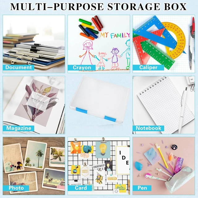 Alt view image 5 of 6 - 6-Pack Clear Paper Storage Box, 12.4 x 9.84 x 1.18 Inches, Blue