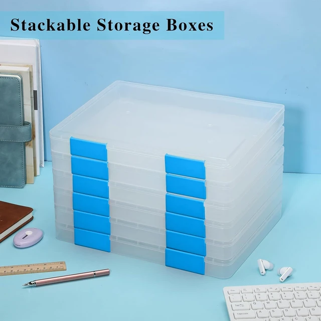 Alt view image 6 of 6 - 6-Pack Clear Paper Storage Box, 12.4 x 9.84 x 1.18 Inches, Blue