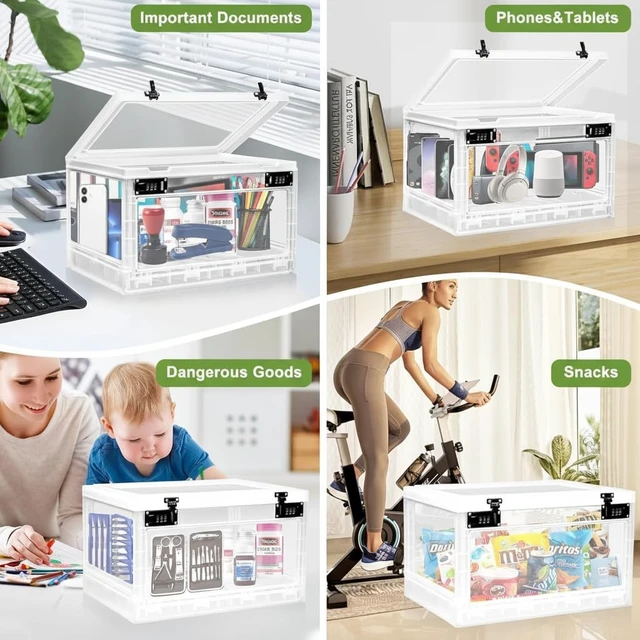 Alt view image 6 of 7 - Large Lockable Medicine Box for Phone/Tablet & Snacks, Childproof First Aid Cabinet