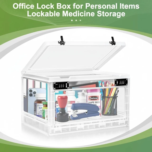 Alt view image 7 of 7 - Large Lockable Medicine Box for Phone/Tablet & Snacks, Childproof First Aid Cabinet