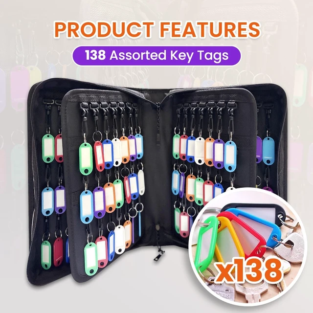Alt view image 4 of 7 - 138-Position Key Organizer with Combination Lock, Waterproof Fireproof Zippered Key Case