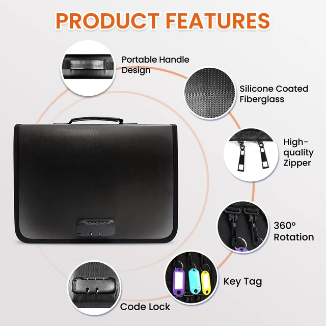 Alt view image 6 of 7 - 138-Position Key Organizer with Combination Lock, Waterproof Fireproof Zippered Key Case