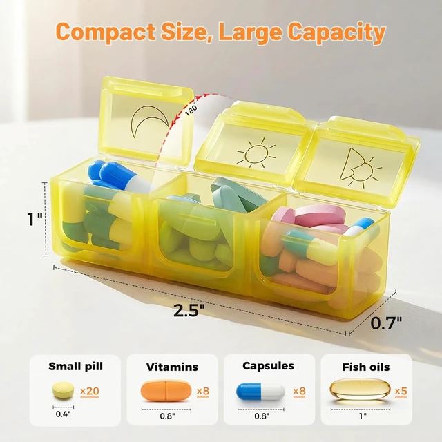 Alt view image 3 of 7 - 31-Day Monthly Pill Organizer, 3 Times a Day, AM/PM Pill Box
