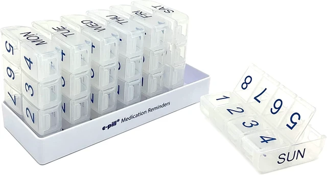 Alt view image 3 of 7 - Large Weekly Pill Organizer, 8 Times a Day x 7 Day, Vitamin & Medicine Box, Clear