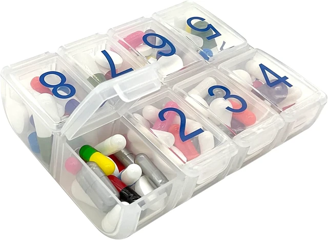 Alt view image 4 of 7 - Large Weekly Pill Organizer, 8 Times a Day x 7 Day, Vitamin & Medicine Box, Clear
