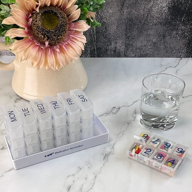 Alt view image 7 of 7 - Large Weekly Pill Organizer, 8 Times a Day x 7 Day, Vitamin & Medicine Box, Clear