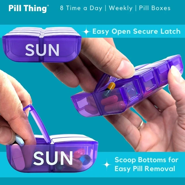Alt view image 3 of 7 - Large Weekly Pill Organizer, 8 Times a Day x 7 Day with Holder Tray, Multicolor