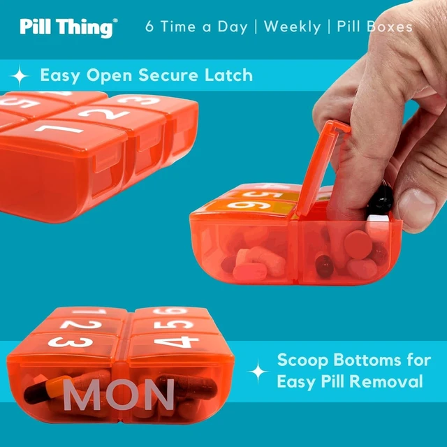 Alt view image 3 of 7 - Large Weekly Pill Organizer, 6 Times a Day x 7 Day with Holder Tray, Multicolor