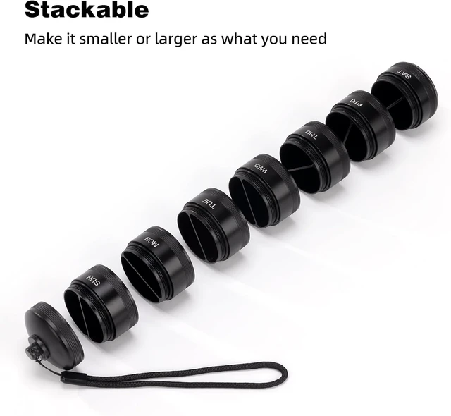 Alt view image 6 of 7 - 7-Day Metal Travel Pill Organizer, 2 Times a Day, Black