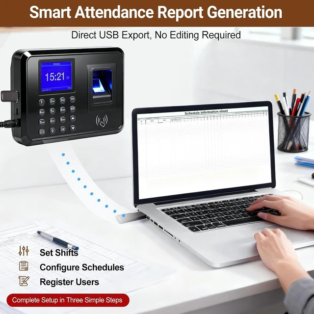 Alt view image 4 of 7 - Fingerprint Time Clock with RFID/PIN for Small Business