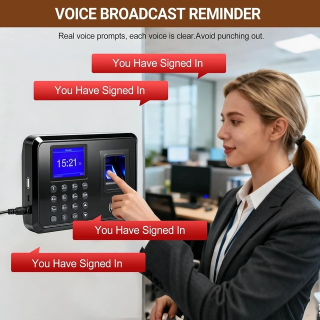 Alt view image 5 of 7 - Fingerprint Time Clock with RFID/PIN for Small Business