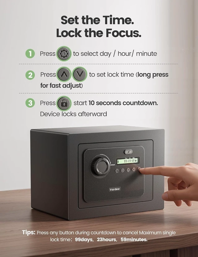 Alt view image 7 of 7 - Metal Timed Lock Box with 99-Day Timer, Large Capacity