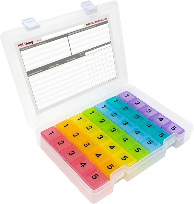 Alt view image 4 of 7 - Weekly Pill Box Organizer, 5 Times a Day, Secure 7-Day Pillbox