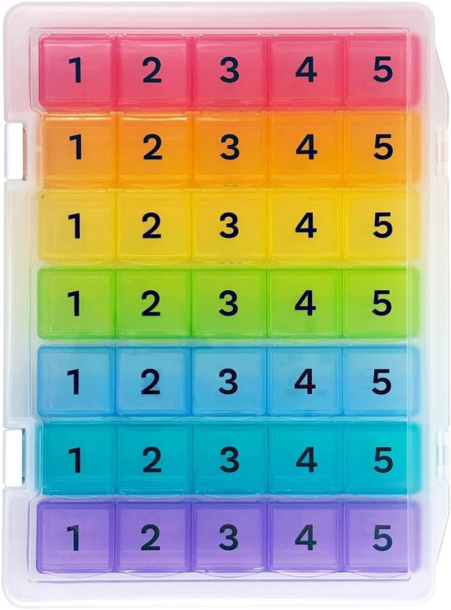 Alt view image 5 of 7 - Weekly Pill Box Organizer, 5 Times a Day, Secure 7-Day Pillbox