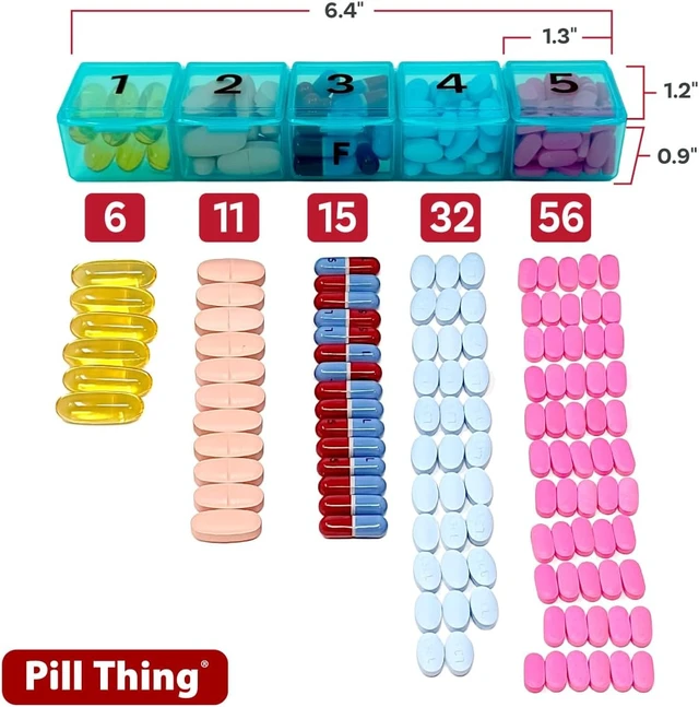 Alt view image 7 of 7 - Weekly Pill Box Organizer, 5 Times a Day, Secure 7-Day Pillbox