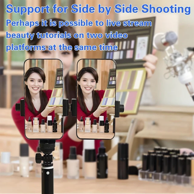 Alt view image 3 of 7 - 67" Floor-Standing Teleprompter for iPhone & Android, Double Phone Holder with Collapsing Design