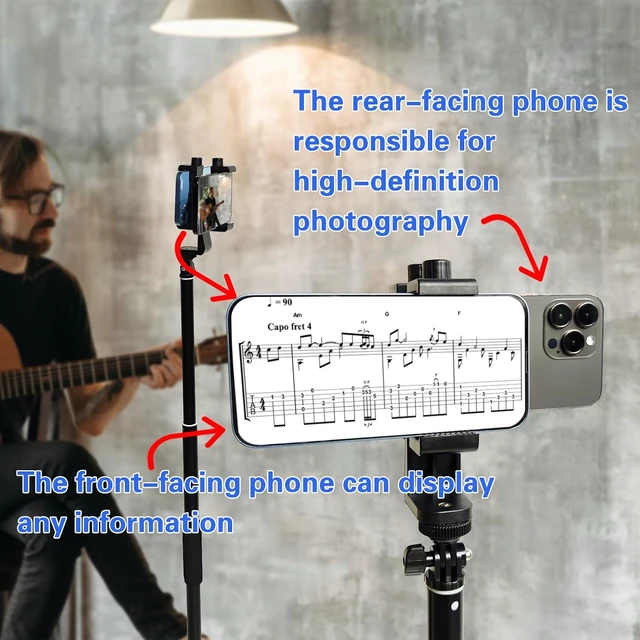 Alt view image 4 of 7 - 67" Floor-Standing Teleprompter for iPhone & Android, Double Phone Holder with Collapsing Design