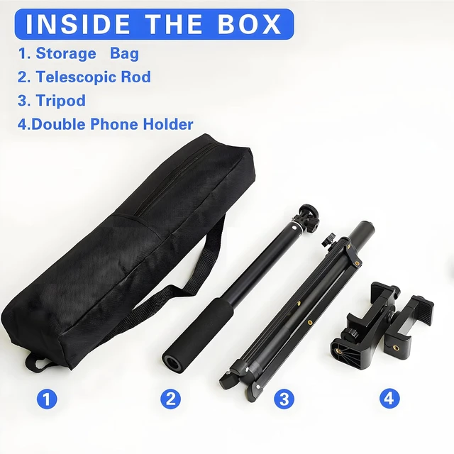 Alt view image 6 of 7 - 67" Floor-Standing Teleprompter for iPhone & Android, Double Phone Holder with Collapsing Design