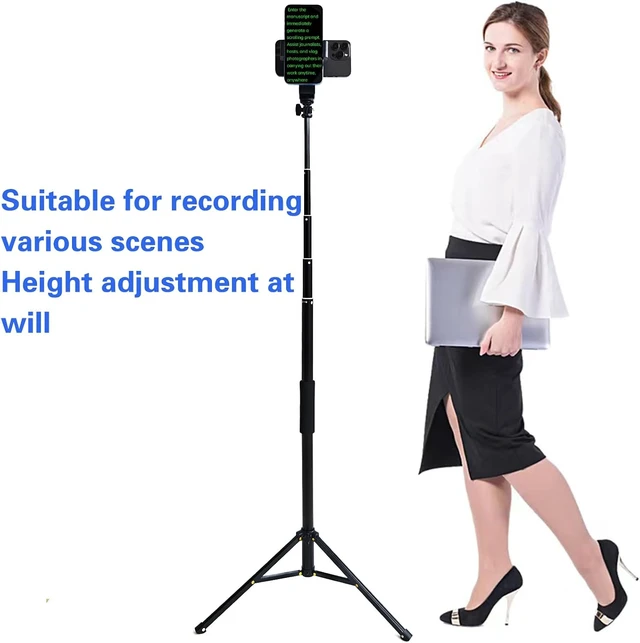 Alt view image 7 of 7 - 67" Floor-Standing Teleprompter for iPhone & Android, Double Phone Holder with Collapsing Design