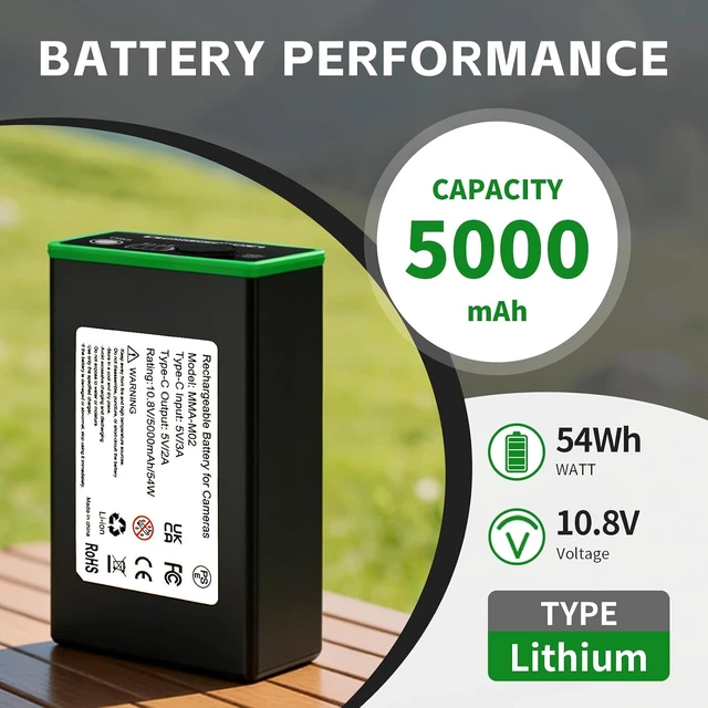 Alt view image 5 of 7 - 3-Pack 5000mAh USB-C Battery for Moultrie Edge Cellular Trail Cameras
