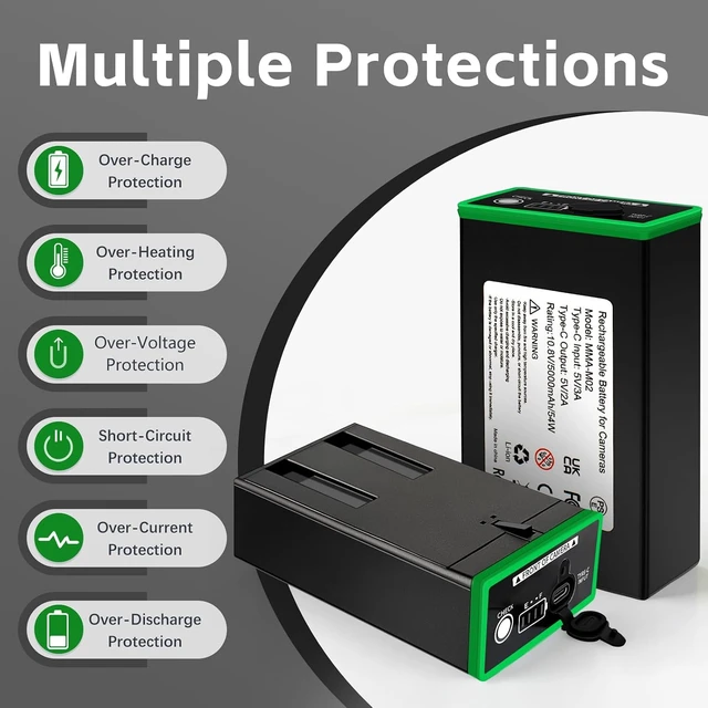 Alt view image 6 of 7 - 3-Pack 5000mAh USB-C Battery for Moultrie Edge Cellular Trail Cameras