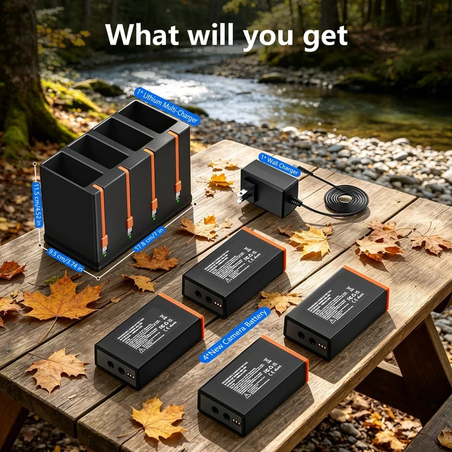 Alt view image 6 of 7 - 4-Pack 5000mAh Battery Pack with Charger for Moultrie Edge Series Cameras