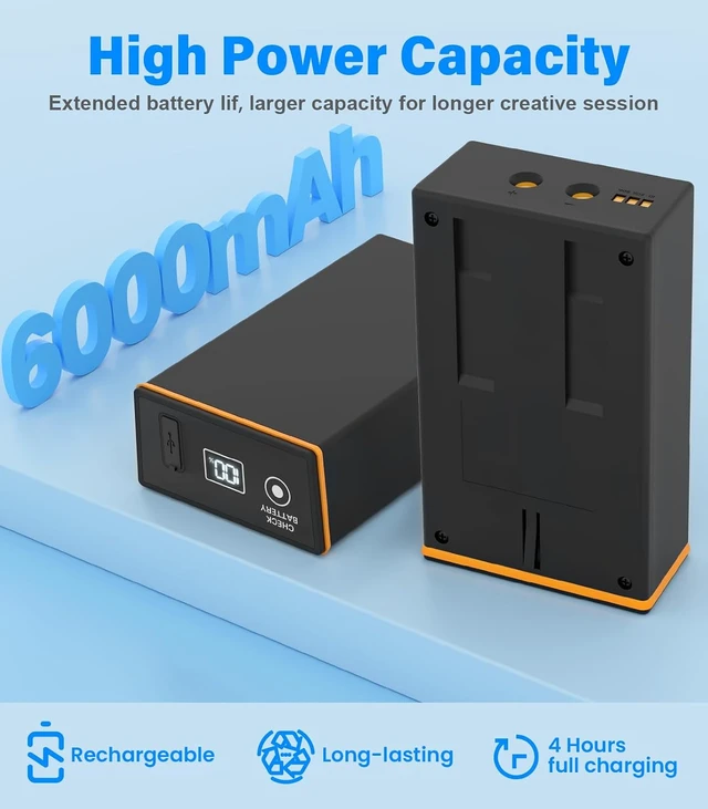 Alt view image 3 of 6 - 2-Pack 6000mAh Rechargeable Battery Pack with 20W Fast Charging for Moultrie Edge, Edge Pro, Edge 2, Edge 2 Pro & Edge 3